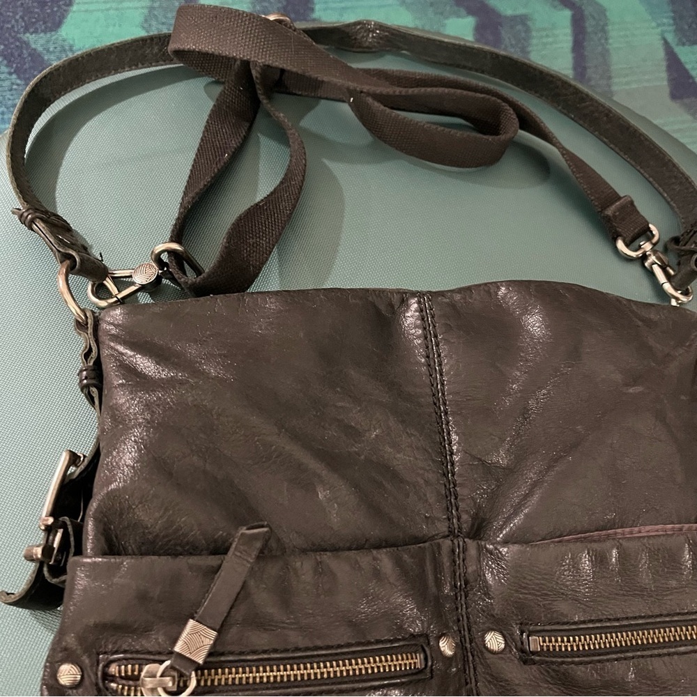 The Sak Leather Convertible Crossbody Purse bag black vintage retro - Picture 4 of 8